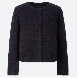 NWT Uniqlo Navy Tweed Collarless Jacket